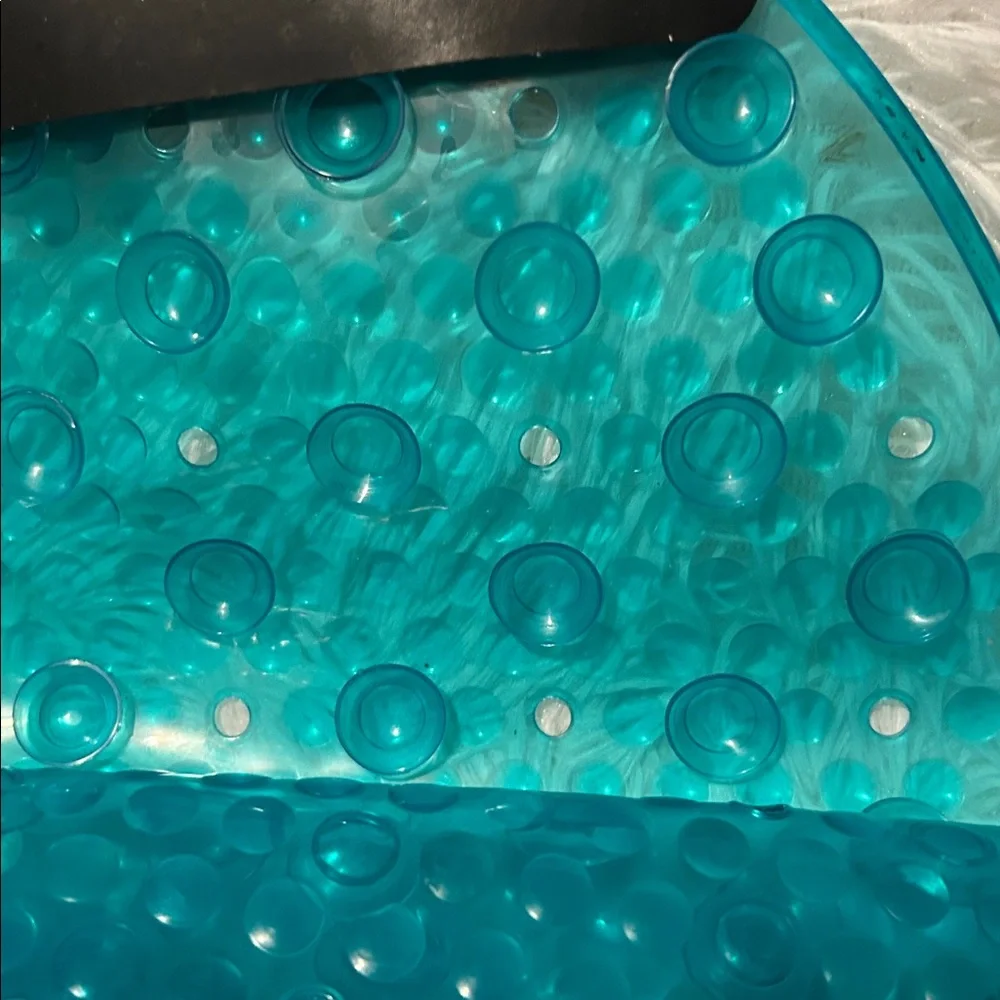 🩶5/$30 Mainstays Teal Textured Oval Bath Mat with Suction Cup Buttom NEW